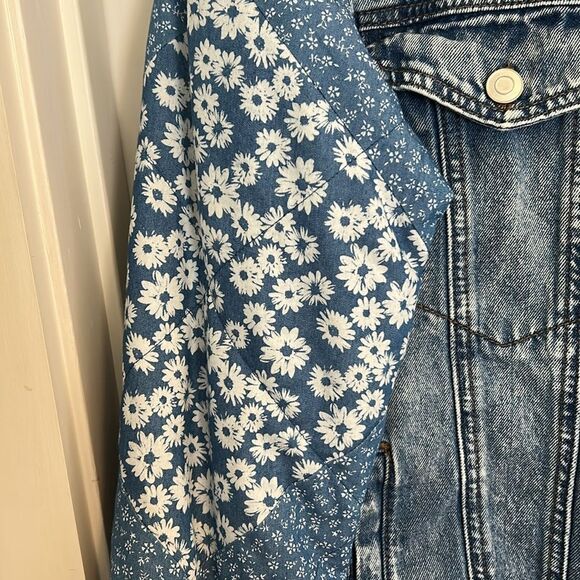 Anthropologie Avec Les Filles Floral Patchwork Denim Jacket Size XL - Picture 5 of 10